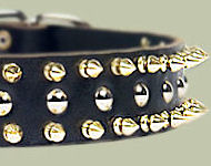 Black Leather Spiked Studded Dog Collar for Great Dane